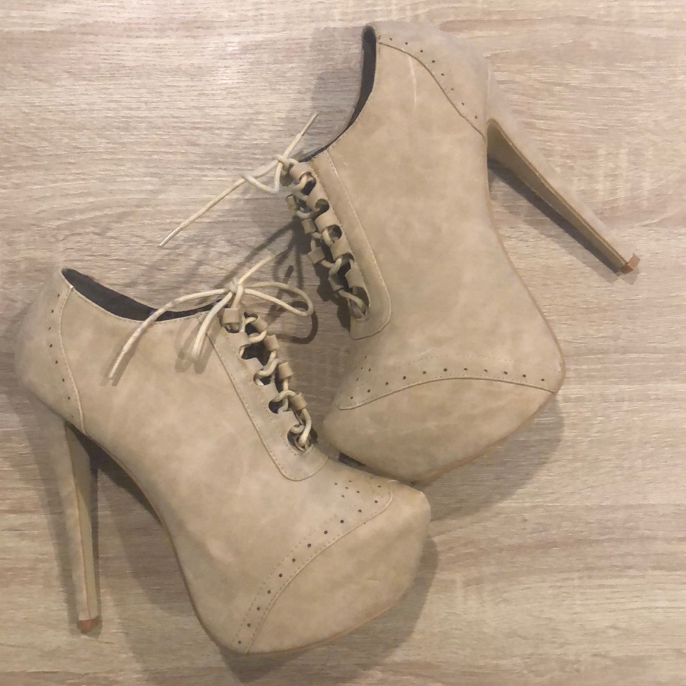 Charlotte Russe Faux leather lace-up booties